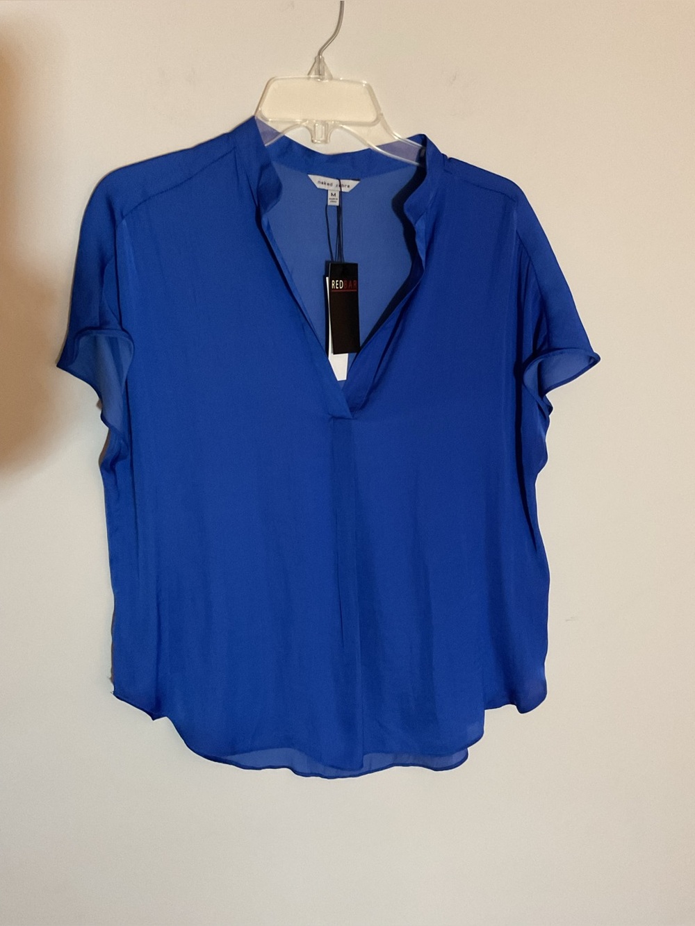 Naked Zebra Cobalt Blue V-Neck Short Sleeve Blouse